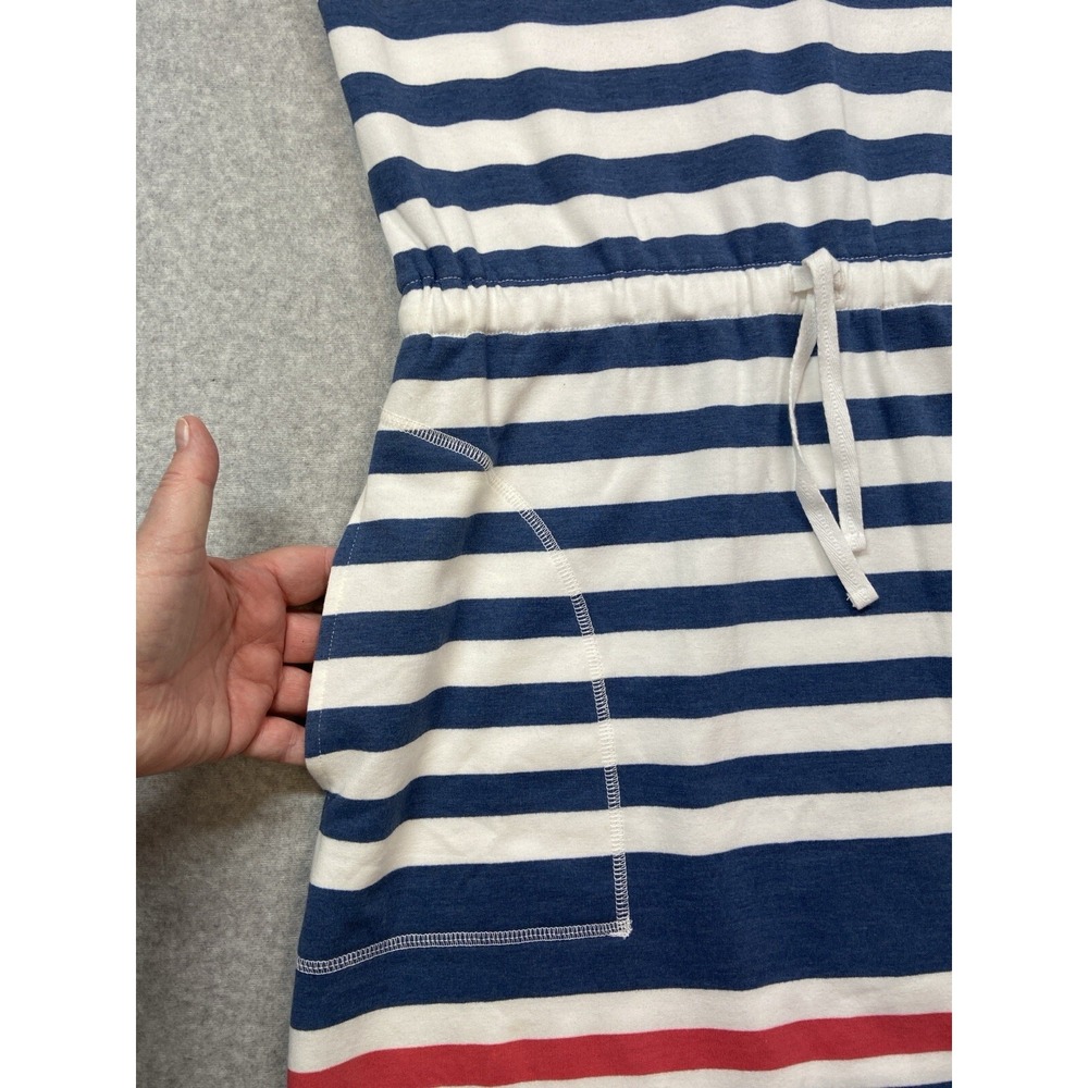 T by Talbots Dress Womens SP Blue White Stripe Drawstring Waist Pocket Knit Casu - Picture 9 of 11